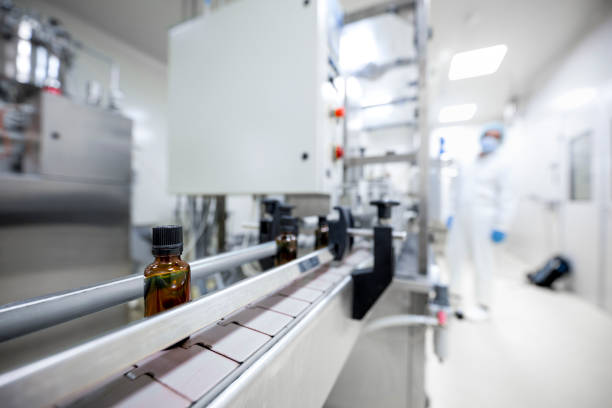 istock Empty bottles seen in a pharmaceutical laboratory during manufacturing 1417393052