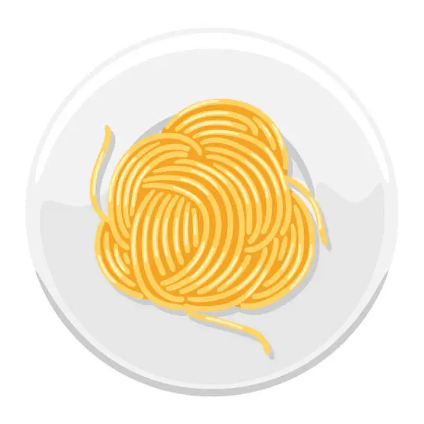 Vector illustration of Illustration of Italian pasta spaghetti on plate. Culinary image for menu and restaurants.