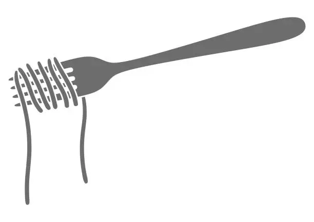 Vector illustration of Illustration of Italian pasta spaghetti on fork. Culinary image for menu of restaurants.