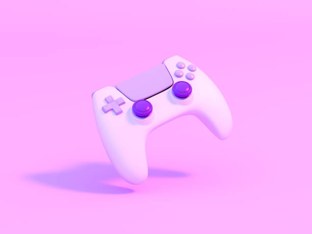 istock White Gamepad with colorful ultraviolet holographic neon lights. Creative concept. 3d render 1417394607