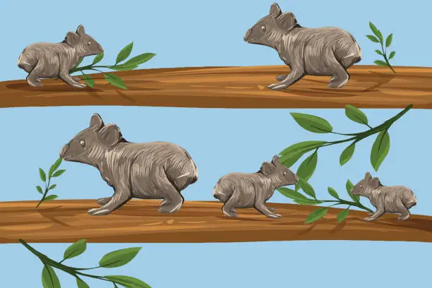 Vector illustration of Koalas in a tree