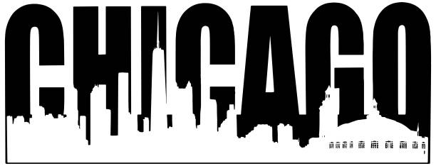 Chicago Skyline with the word Chicago Chicago Skyline with the word Chicago in black on white background chicago skyline stock illustrations