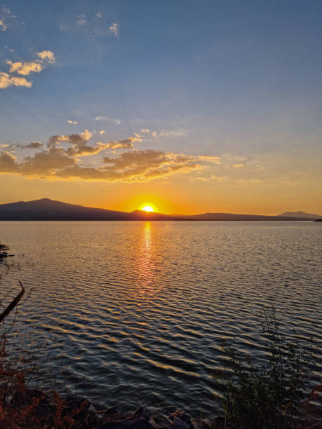 istock Sunset in the lake water 1417397682