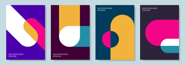 ilustrações de stock, clip art, desenhos animados e ícones de set of book cover brochure designs in geometric style. vector illustration. - covering