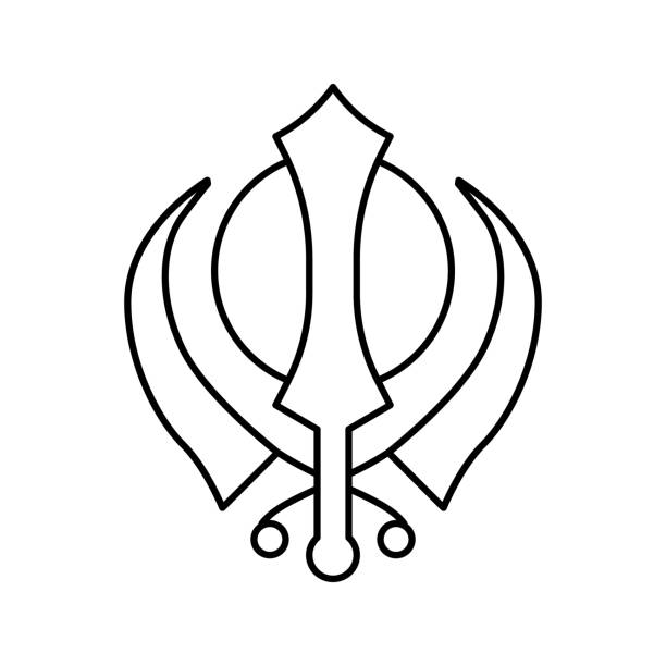 ilustraciones, imágenes clip art, dibujos animados e iconos de stock de sikhism religión línea icono vector ilustración - agnosticismo