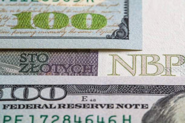 100 US  dollar and 100 polish zloty banknotes for design purpose