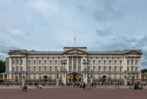 Buckingham Palace under blue cloudscape, London, England, UK stock photo