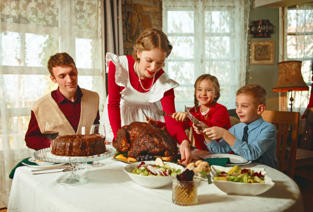 istock Family having a holiday dinner together, 50s retro style 1417404894
