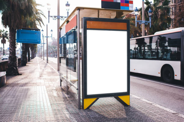 istock White banner for advertising on city bus stop 1417406804