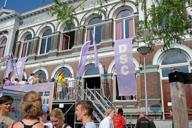 Party at Student Association `Delfts Studenten Corps (DSC) Delft, 20220823 Party at Student Association `Delfts Studenten Corps (DSC)` in Delft.  Al student associations in Delft have parties for the new students during the OWee (introduction week) for new students. studenten stock pictures, royalty-free photos & images