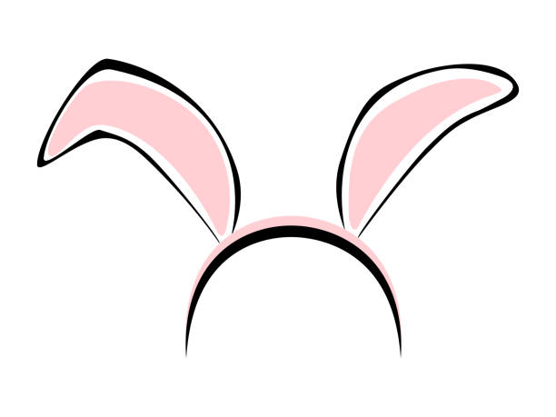 白い背景にベクターバニーウサギの動物のかわいいヘッドバンドの耳。 - carnival costume mask masquerade mask点のイラスト素材／クリップアート素材／マンガ素材／アイコン素材