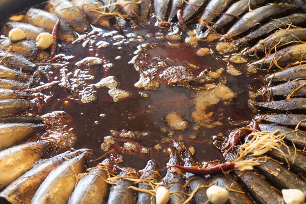Salted boiled mackerel in a delicious hot pot