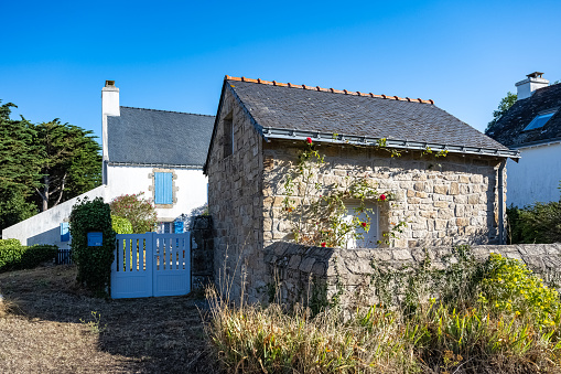 Arz island in the Morbihan gulf, France, a typical cottage in the village