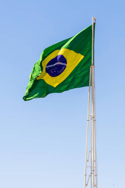 The flag of Brazil. stock photo