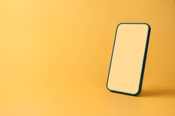 istock smartphone display screen, phone mockup, blank display, modern device on an orange background, copy space 1417422336