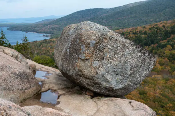 Photo of Bubble Rock on the Bubble Rock Trail in Acadia National Park