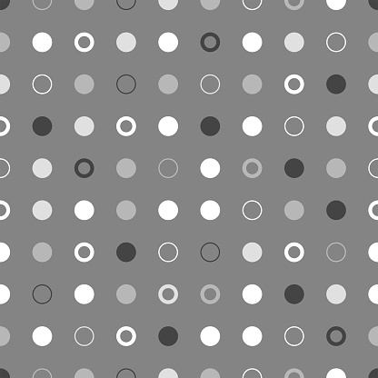 Seamless Pattern of Polka Dots over Gray Background