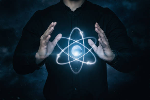 понятия управления мирным атомом. - nuclear power station science atom technology стоковые фото и изображения
