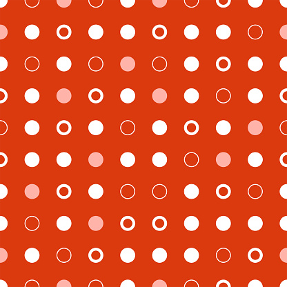 Seamless Pattern of Polka Dots over Red Background