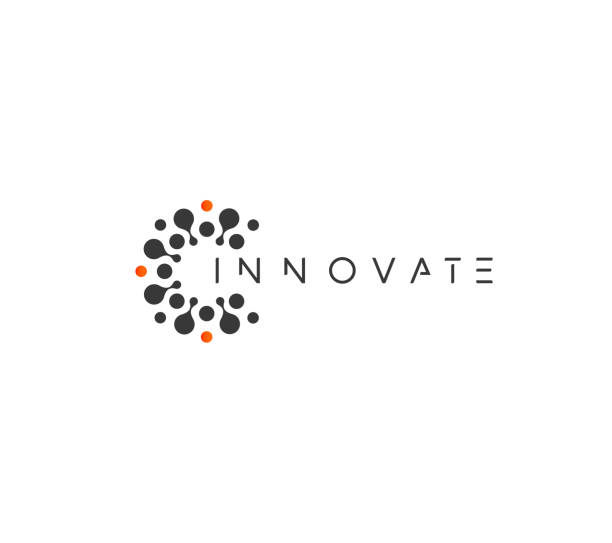 ilustrações de stock, clip art, desenhos animados e ícones de innovate technology startup logo concept, round emblem, solution symbol, isolated vector logotype on white background - inovation