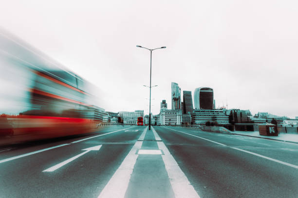 istock Double decker bus in London street 1417432263