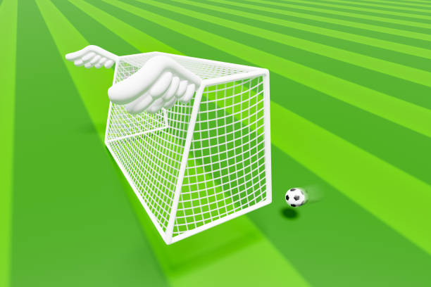 Soccer goalie defending the goal on soccer field