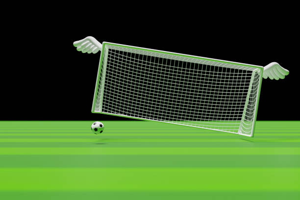3D rendering illustration of a soccer goal with transparency mask