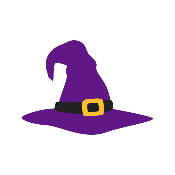 illustrazioni stock, clip art, cartoni animati e icone di tendenza di cappello del mago isolato su sfondo bianco - witchs hat