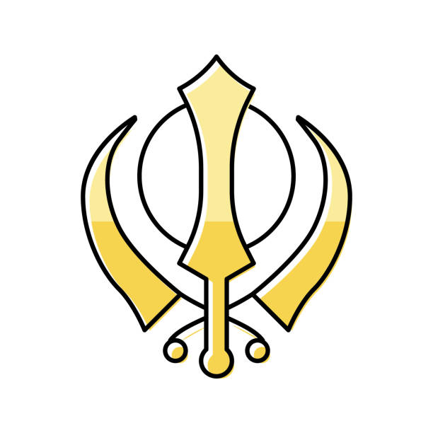 ilustraciones, imágenes clip art, dibujos animados e iconos de stock de sikhism religión color icono ilustración vectorial - agnosticismo