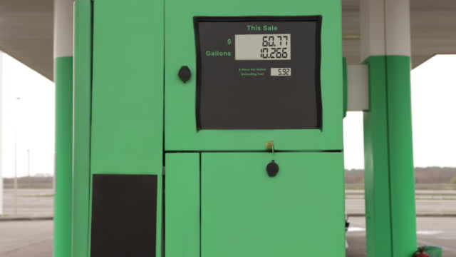 Increasing petrol costs, close up at fuel pump, point of view of gas meter counter, rising prices