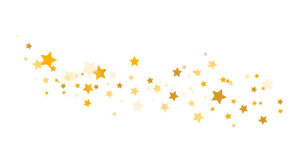 gold stars flying. glitter elegant wave design element. christmas luxury texture. golden shooting star swirling. magic foil decoration. home decor. winter holiday design. vector illustration - stars stock illustrations