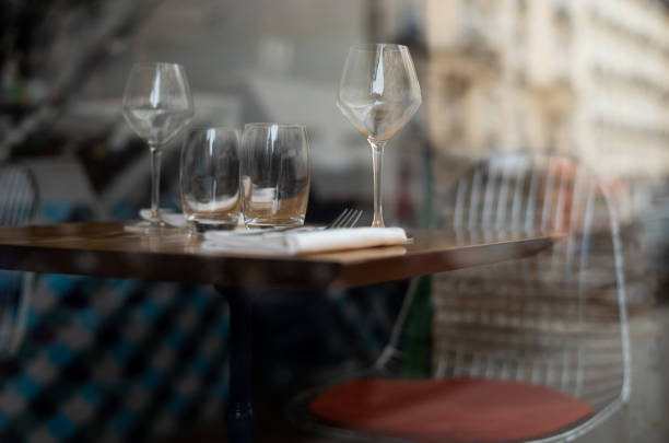 istock Looking through the window of a closed parisian restaurant 1417447931
