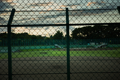 Baseball field at dusk