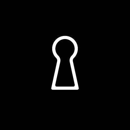 Keyhole simple line icon. Vector illustration isolated on black background.