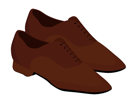 mens brown dance shoes, a pair of dance shoes vector illustration