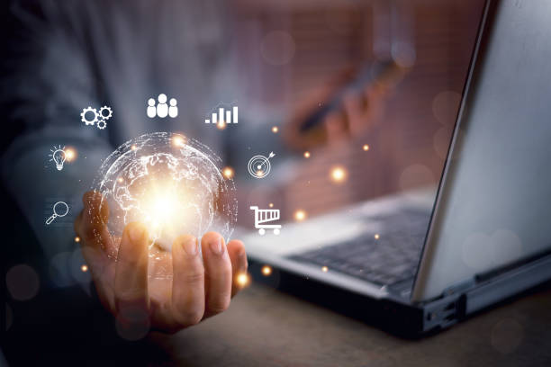 istock Internet connection concept with metaverse, global business and digital marketing internet connection application technology. 1417459825