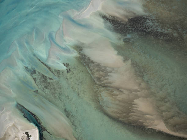 istock Aerial photo of sand and water tidal patterns 1417466896