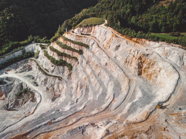 istock Quarry terraces with exposed rock 1417470733