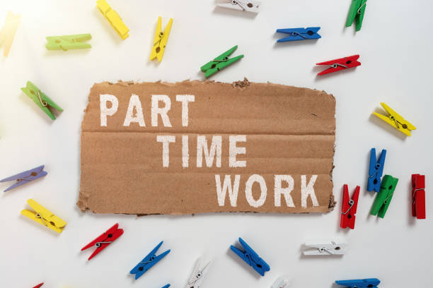 istock Text caption presenting Part Time Work. Conceptual photo A job that is not permanent but able to perform well Lady in suit holding pen symbolizing successful teamwork accomplishments. 1417471471