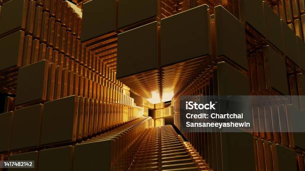 Arrayed Structures Buildings Gold Array Building Stock Photo - Download Image Now - Abstract ...