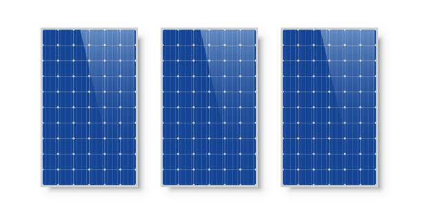 panele słoneczne izolowane na białym tle. alternatywne źródło energii elektrycznej i ilustracja wektorowa zrównoważonych zasobów. - solar panel solar power station solar energy solar equipment stock illustrations