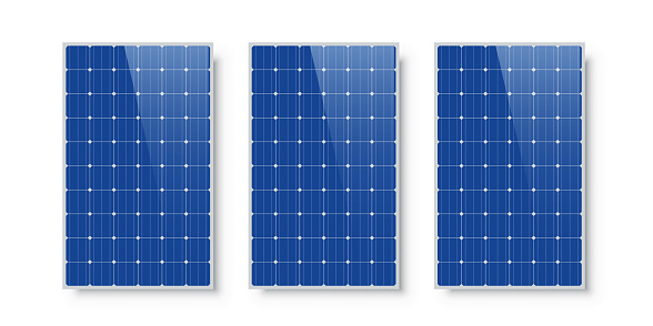 Solar panels isolated on white background. Alternative electricity source and sustainable resources vector illustration