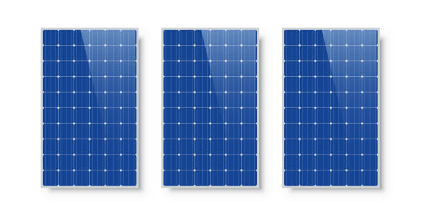 Solar panels isolated on white background. Alternative electricity source and sustainable resources vector illustration. Solar panels isolated on white background. Alternative electricity source and sustainable resources vector illustration solar panel stock illustrations
