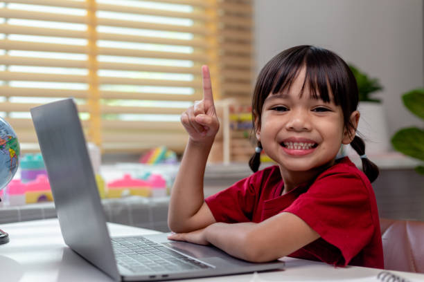 istock Asian girl using Laptop computer for online study homeschooling during home quarantine. homeschooling, online study, home quarantine, online learning, corona virus or education technology concept 1417486692