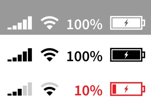 Vector illustration of Icon Power  mobile device display.