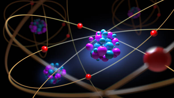 atome protonen neutronen elektronen, physikkonzept, 3d-rendering - physics atom electron chemistry stock-fotos und bilder