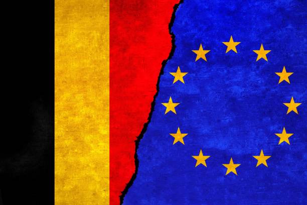 istock Belgium and European Union flags together 1417511711