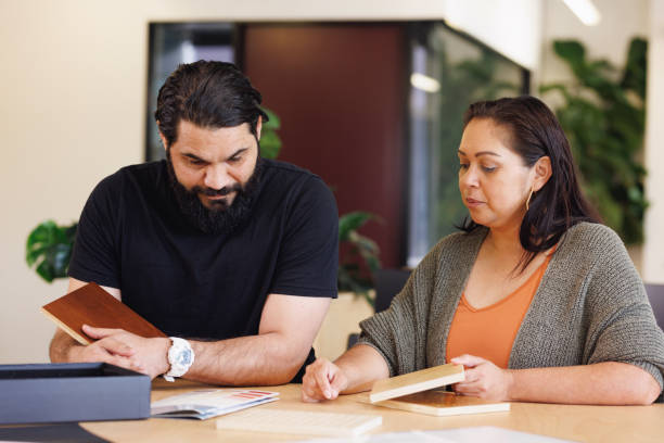 istock Male and female Aboriginal Australian designers collaborating 1417512682