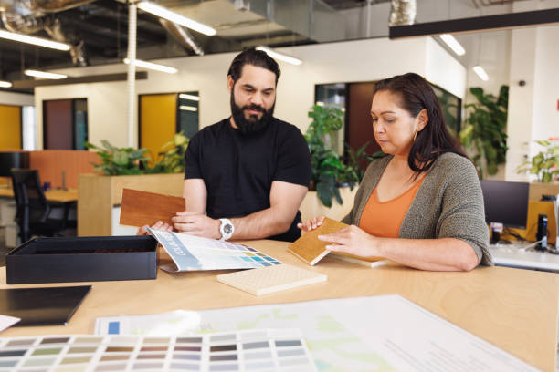istock Male and female Aboriginal Australian designers collaborating 1417512710
