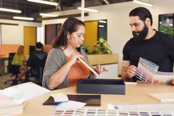 istock Male and female Aboriginal Australian designers collaborating 1417512767